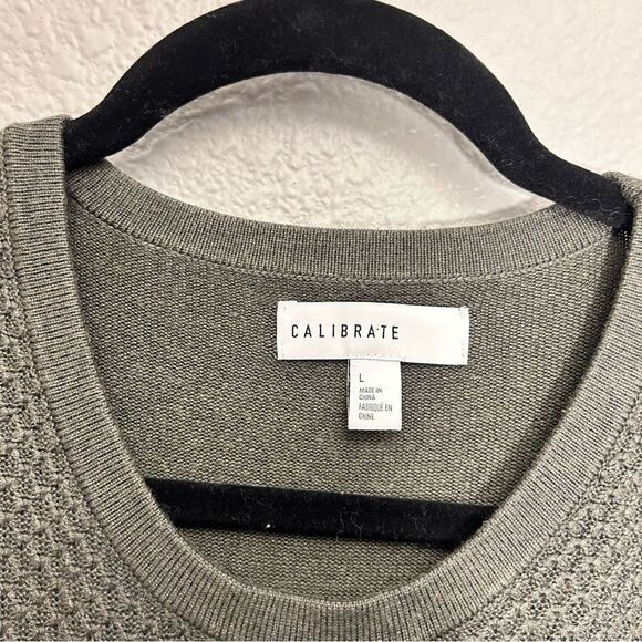 CALIBRATE Olive Green Men’s Large Waffle Knit Silk Blend Long Sleeve - Picture 13 of 15